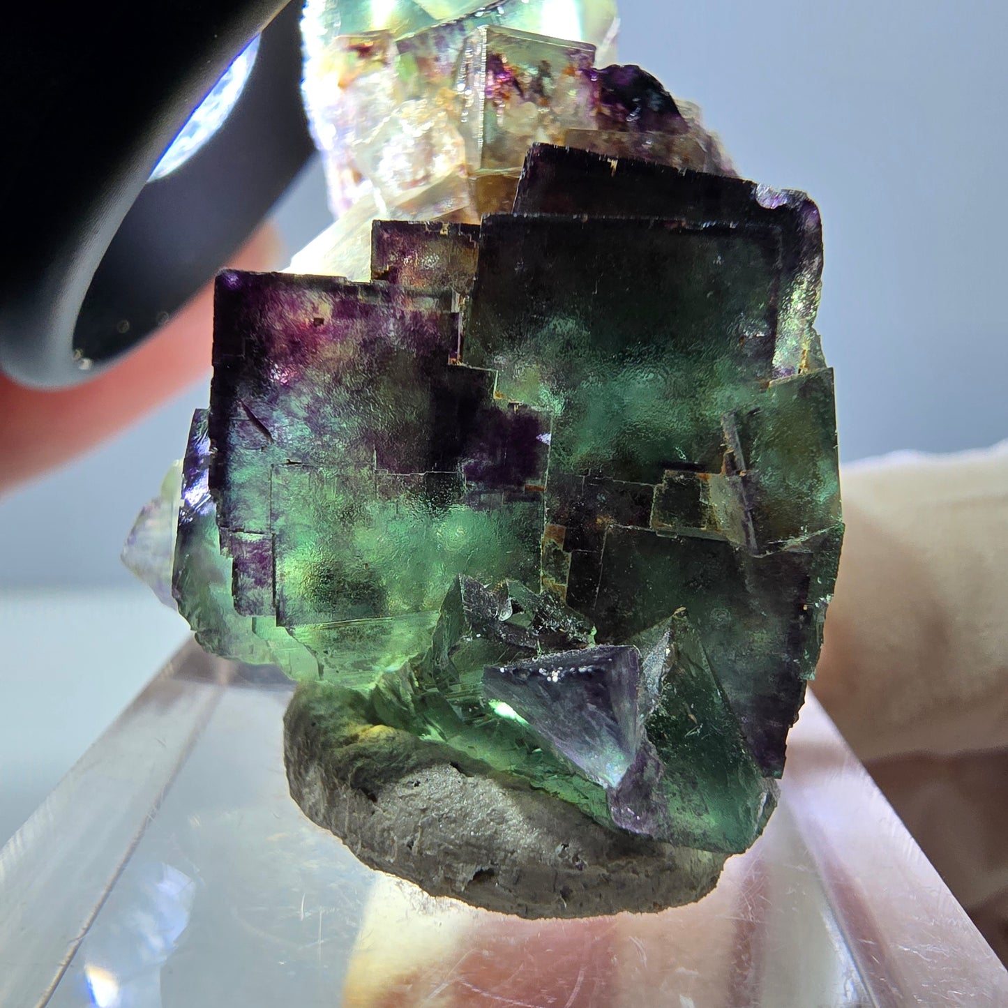 Phantom Fluorit Würfel Stufe, lila grün Okorusu, Namibia 43*29*20mm