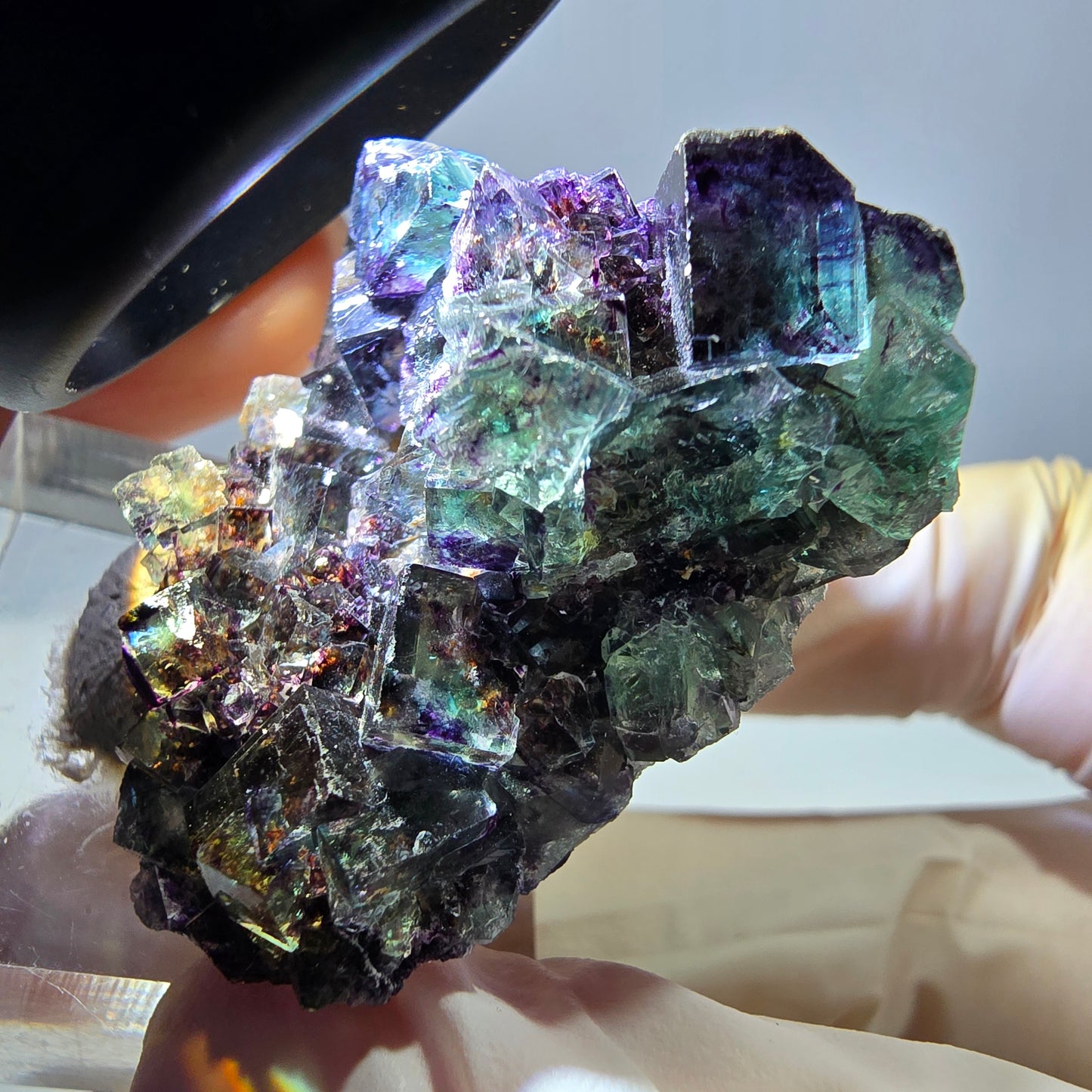 Phantom Fluorit Würfel Stufe, lila grün Okorusu, Namibia 36*35*21mm