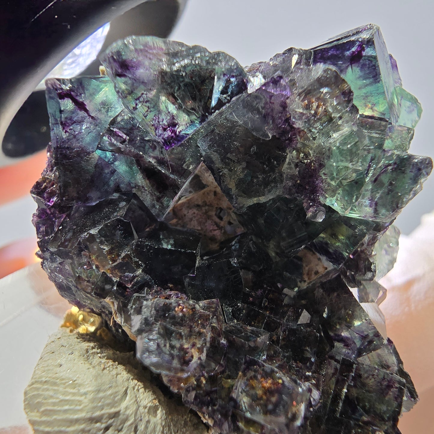 Phantom Fluorit Würfel Stufe, lila grün Okorusu, Namibia 36*35*21mm