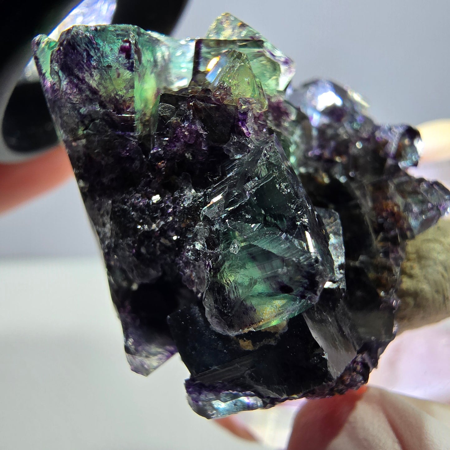 Phantom Fluorit Würfel Stufe, lila grün Okorusu, Namibia 36*35*21mm