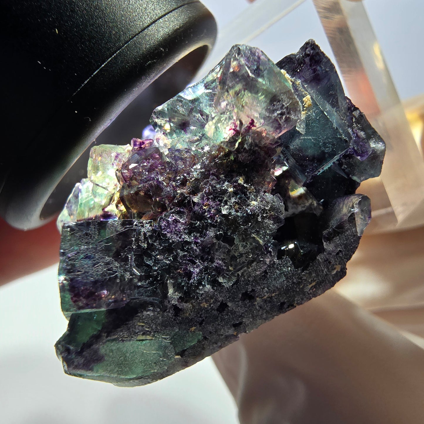 Phantom Fluorit Würfel Stufe, lila grün Okorusu, Namibia 36*35*21mm