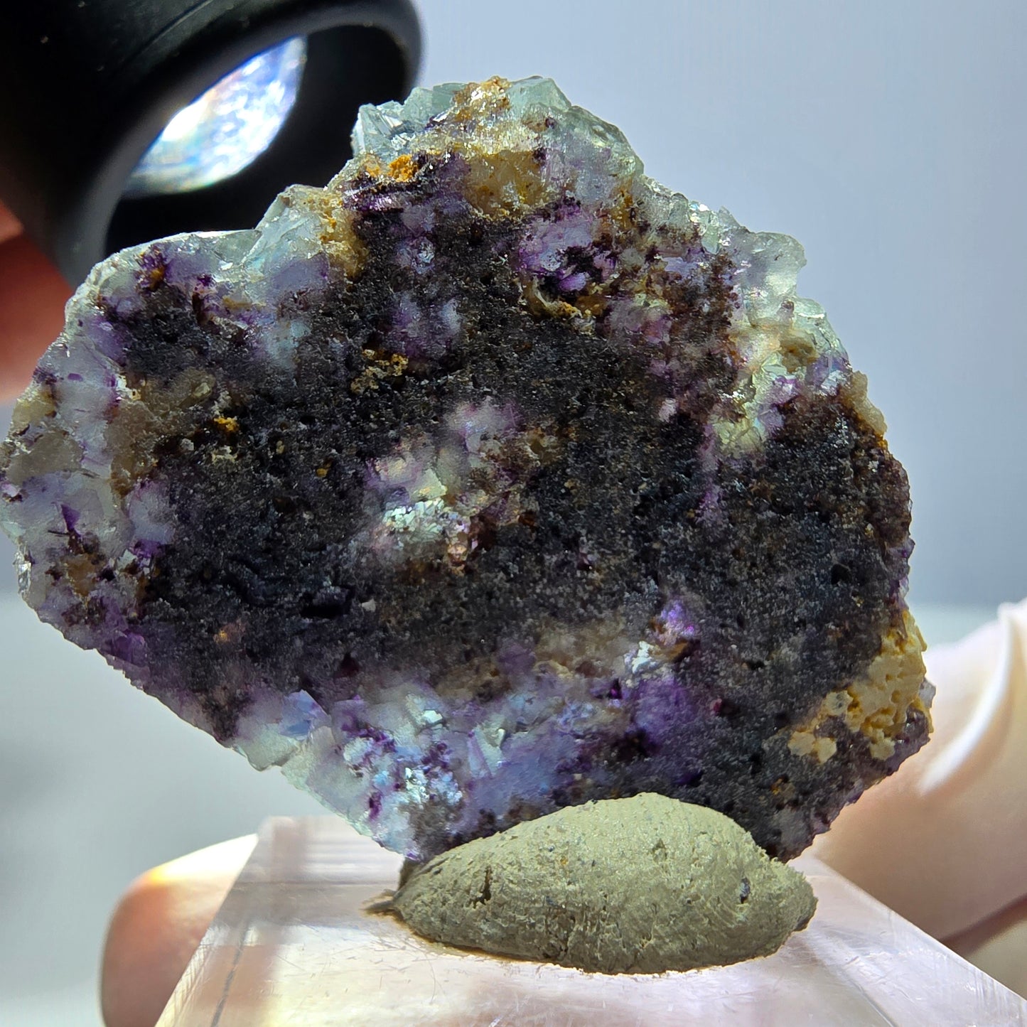 Phantom Fluorit Würfel Stufe, lila grün Okorusu, Namibia 40*30*14mm
