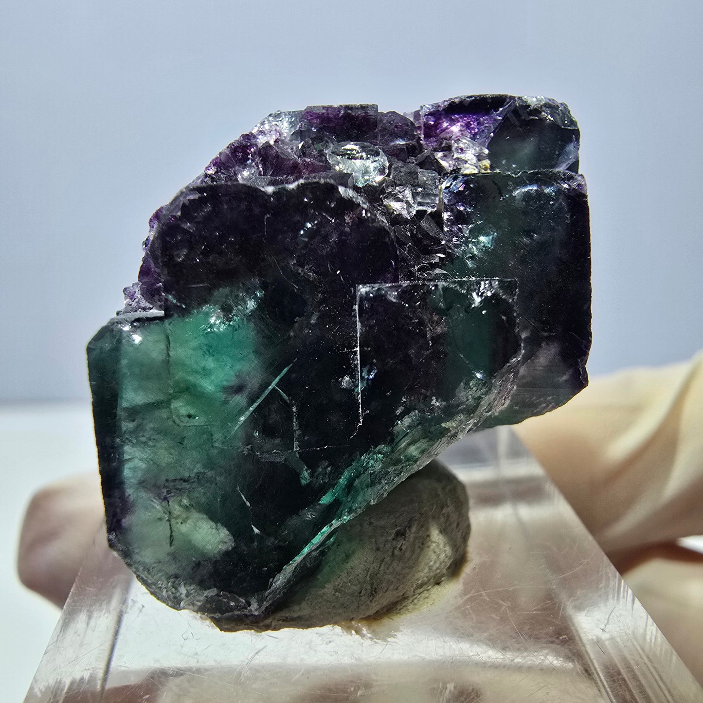 Phantom Fluorit Würfel Stufe, lila grün Okorusu, Namibia 36*22*16mm