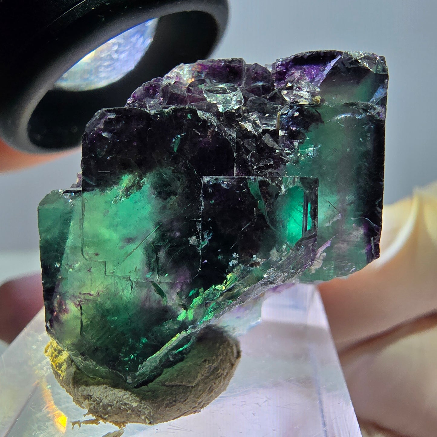Phantom Fluorit Würfel Stufe, lila grün Okorusu, Namibia 36*22*16mm