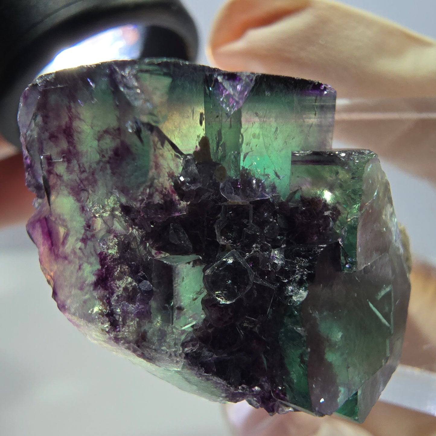 Phantom Fluorit Würfel Stufe, lila grün Okorusu, Namibia 36*22*16mm