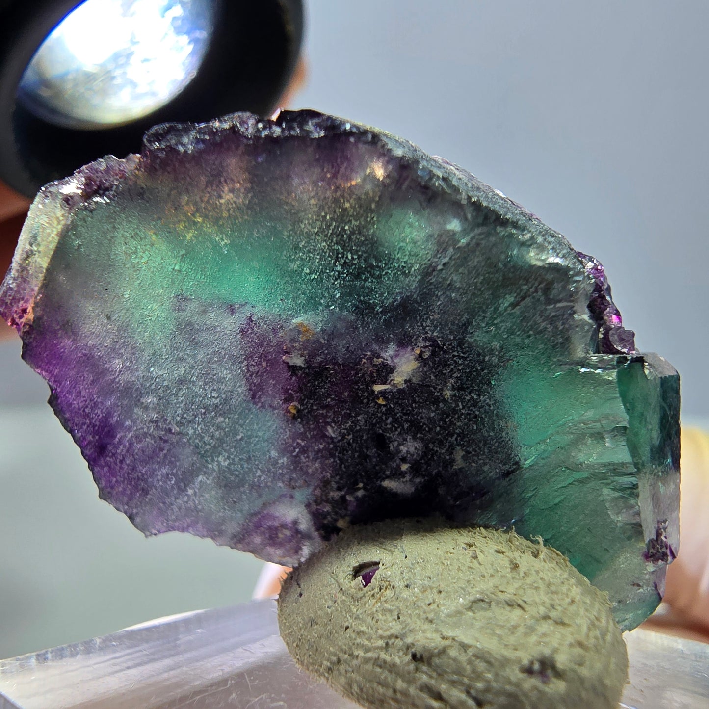 Phantom Fluorit Würfel Stufe, lila grün Okorusu, Namibia 36*22*16mm
