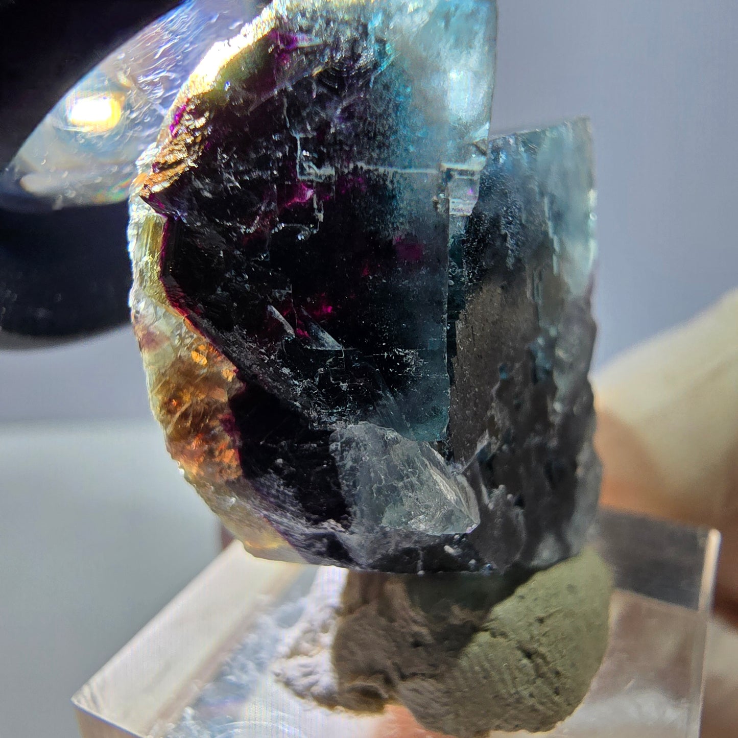 Phantom Fluorit Würfel Stufe, lila grün Okorusu, Namibia 38*28*15mm