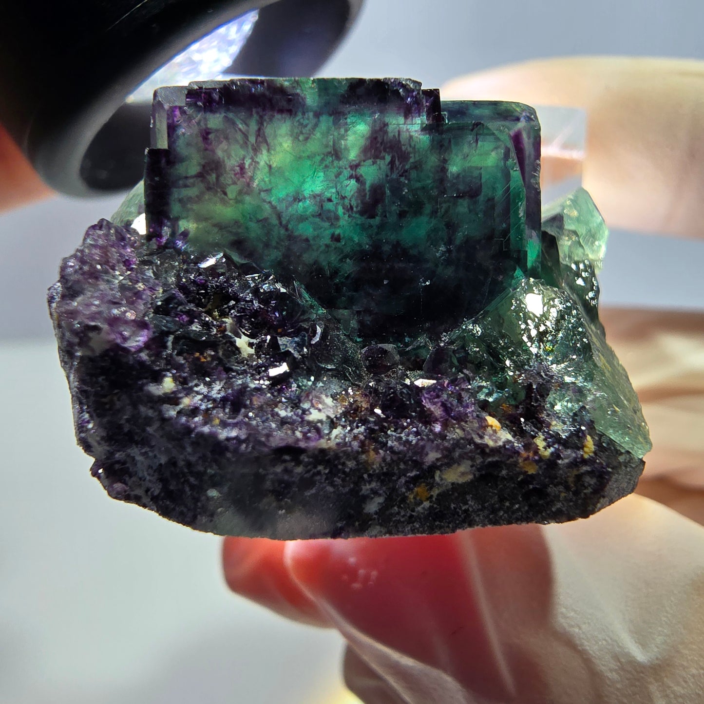 Phantom Fluorit Würfel Stufe, lila grün Okorusu, Namibia 31*26*18mm