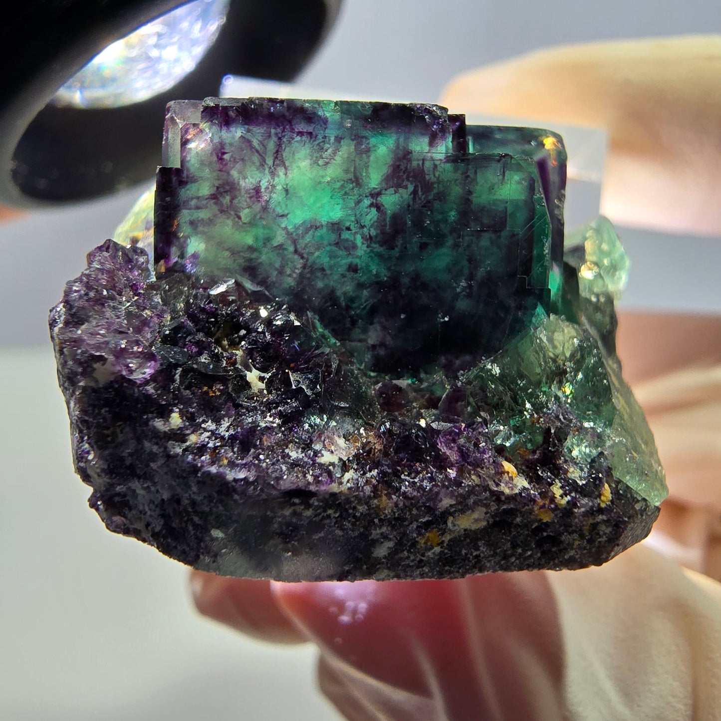 Phantom Fluorit Würfel Stufe, lila grün Okorusu, Namibia 31*26*18mm