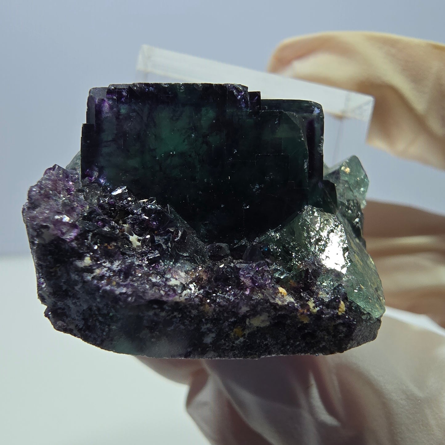 Phantom Fluorit Würfel Stufe, lila grün Okorusu, Namibia 31*26*18mm