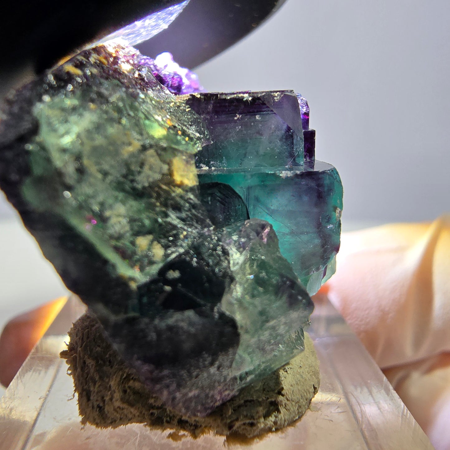 Phantom Fluorit Würfel Stufe, lila grün Okorusu, Namibia 31*26*18mm
