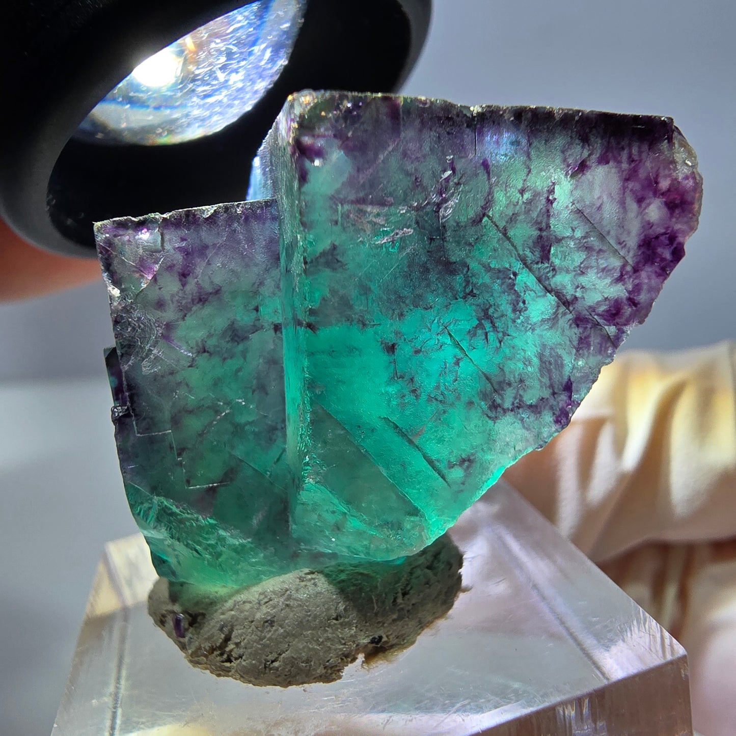 Phantom Fluorit Würfel Stufe, lila grün Okorusu, Namibia 40*25*18mm