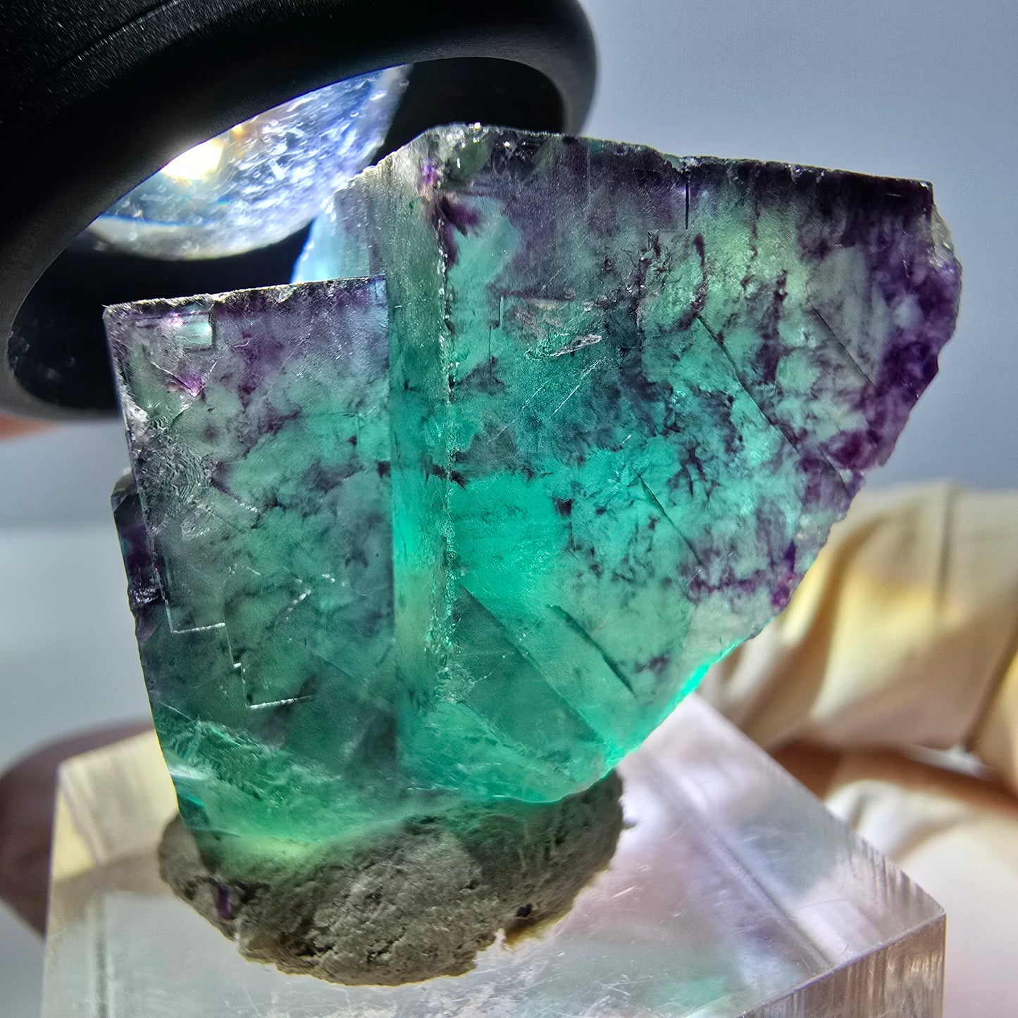 Phantom Fluorit Würfel Stufe, lila grün Okorusu, Namibia 40*25*18mm