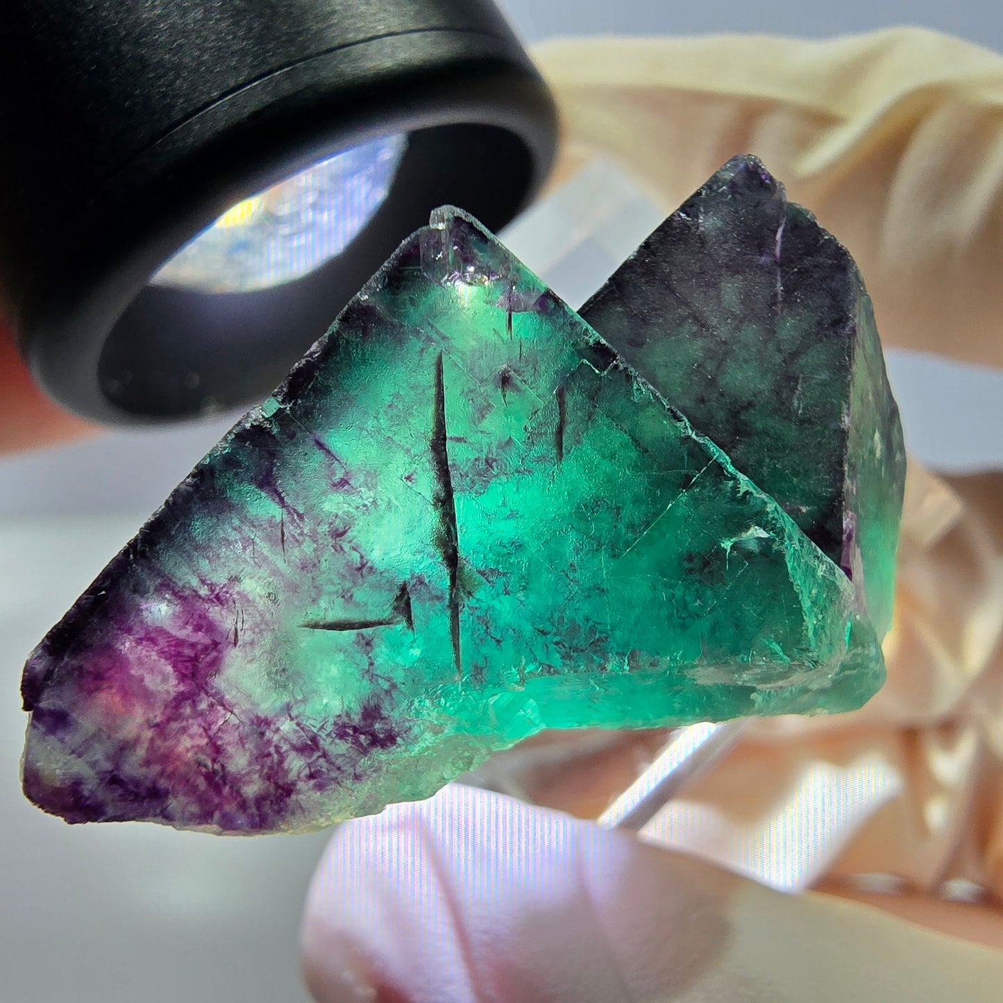 Phantom Fluorit Würfel Stufe, lila grün Okorusu, Namibia 40*25*18mm