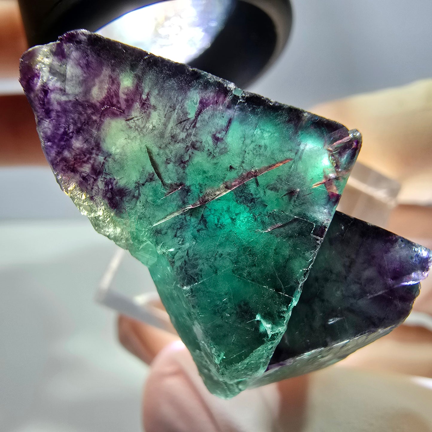 Phantom Fluorit Würfel Stufe, lila grün Okorusu, Namibia 40*25*18mm
