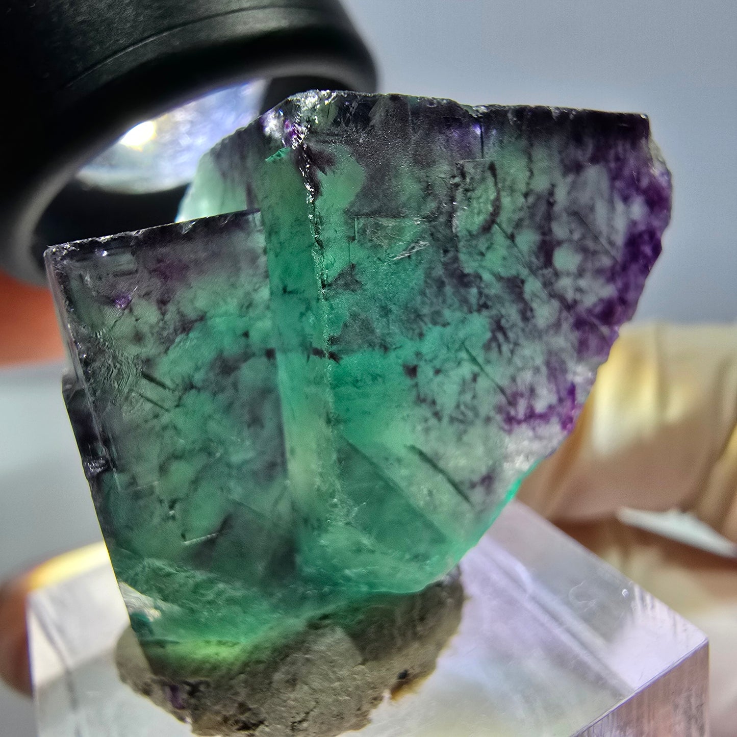 Phantom Fluorit Würfel Stufe, lila grün Okorusu, Namibia 40*25*18mm