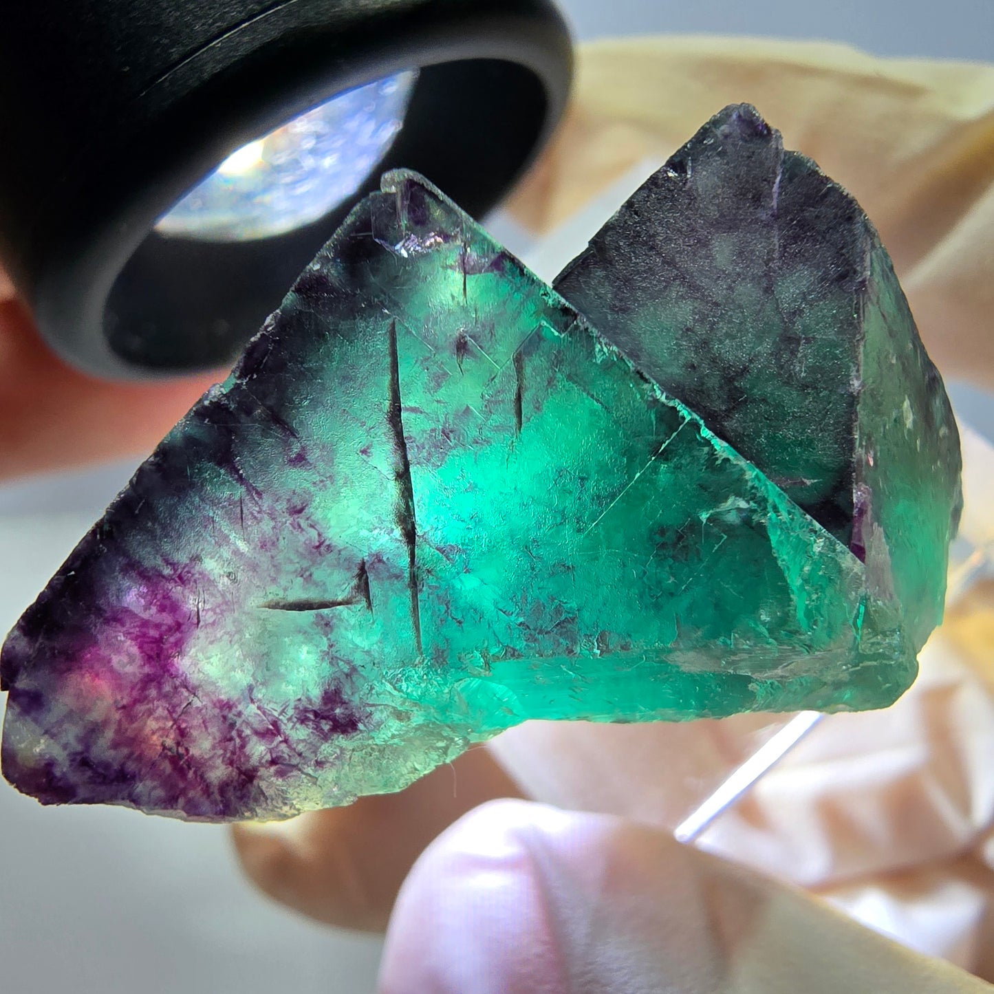 Phantom Fluorit Würfel Stufe, lila grün Okorusu, Namibia 40*25*18mm