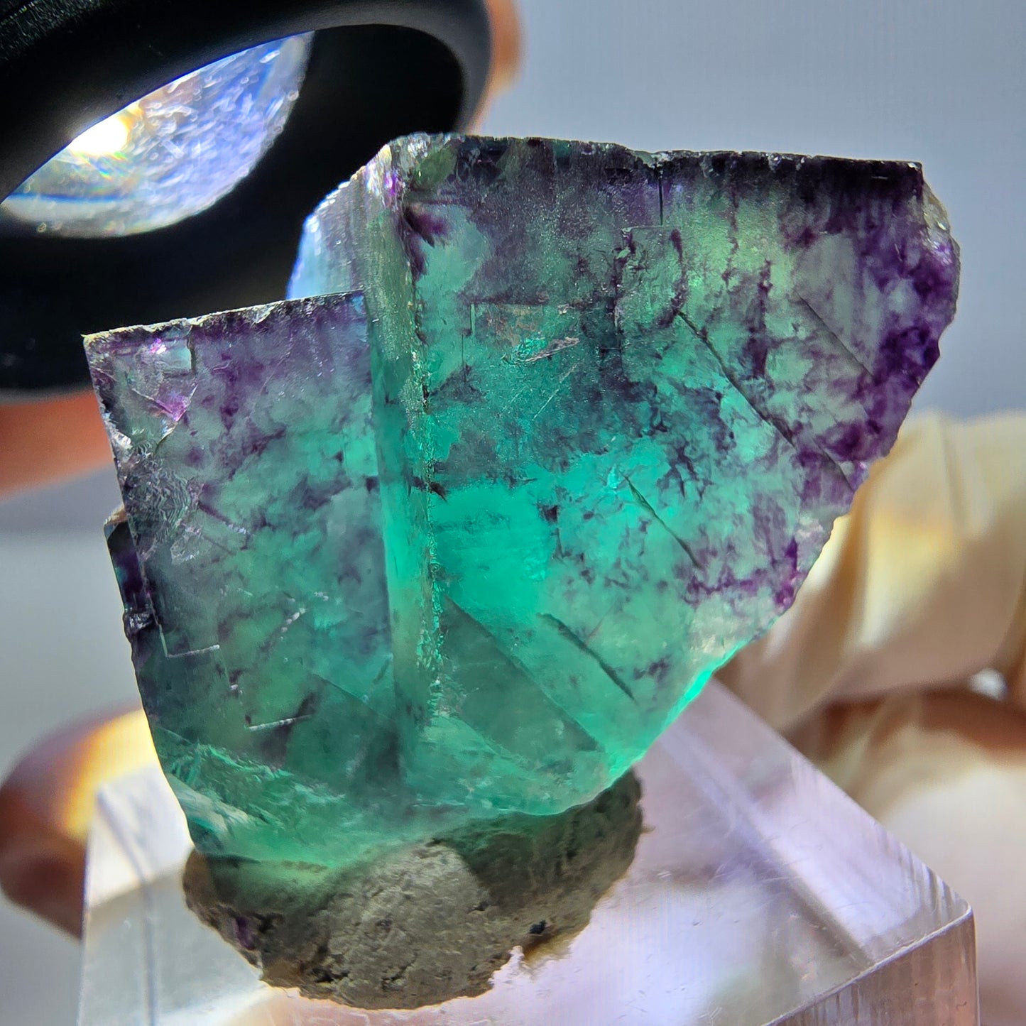 Phantom Fluorit Würfel Stufe, lila grün Okorusu, Namibia 40*25*18mm