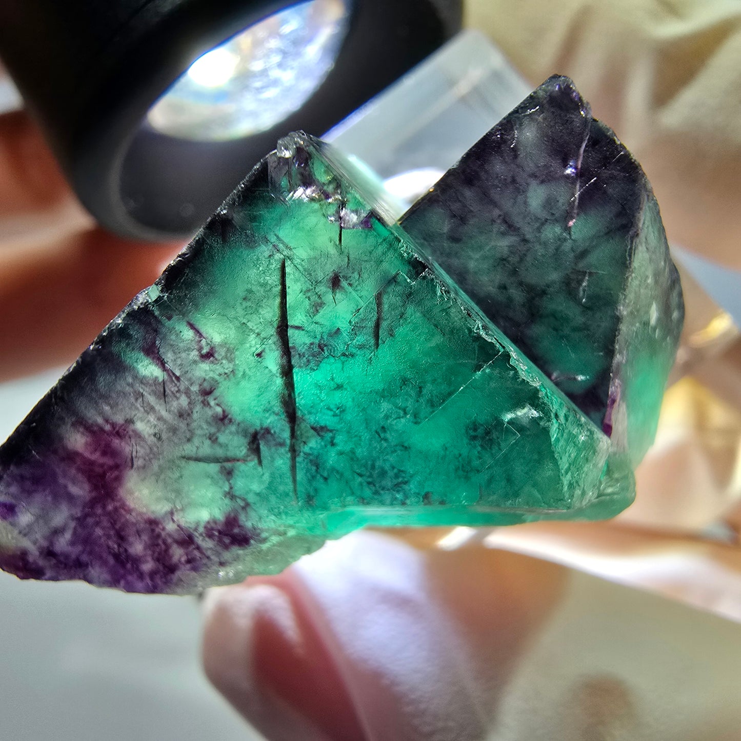 Phantom Fluorit Würfel Stufe, lila grün Okorusu, Namibia 40*25*18mm