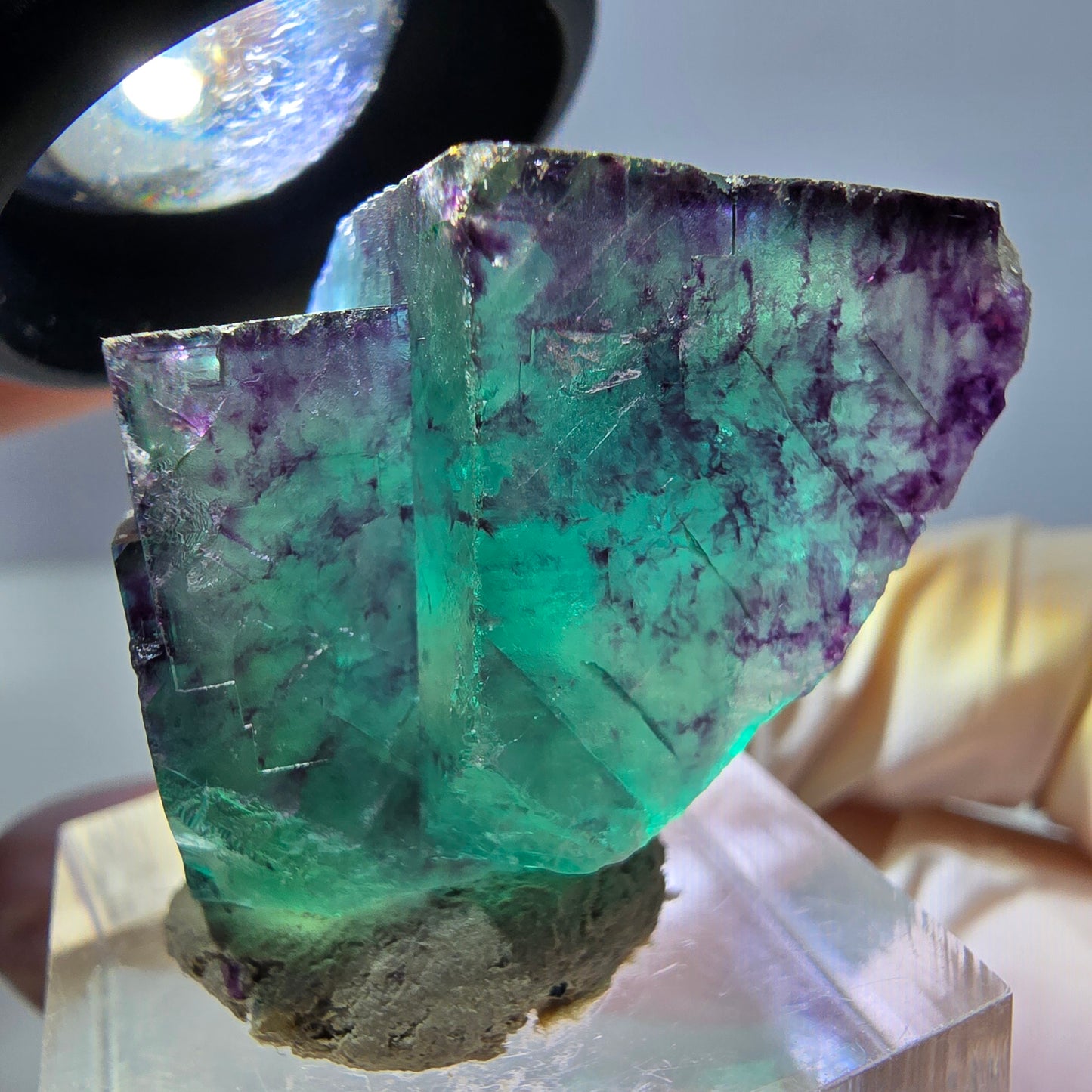 Phantom Fluorit Würfel Stufe, lila grün Okorusu, Namibia 40*25*18mm