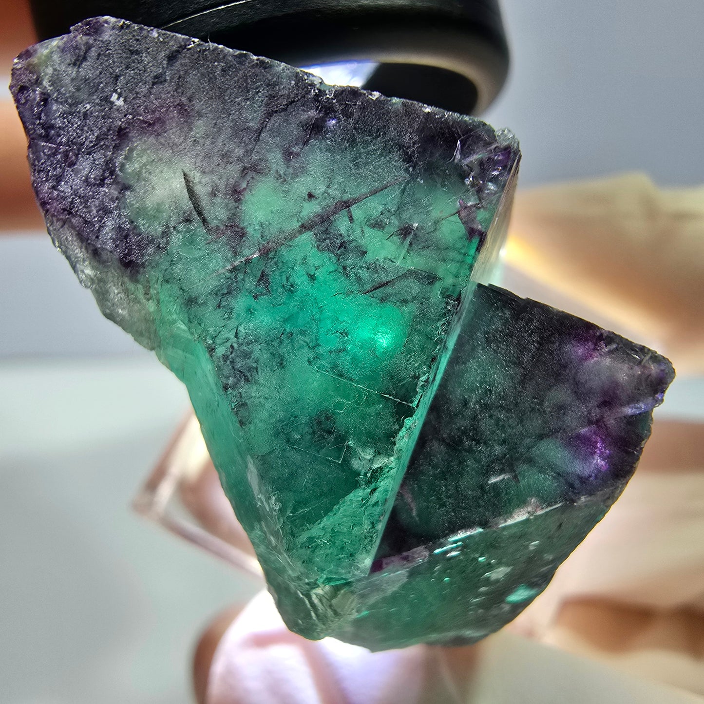 Phantom Fluorit Würfel Stufe, lila grün Okorusu, Namibia 40*25*18mm