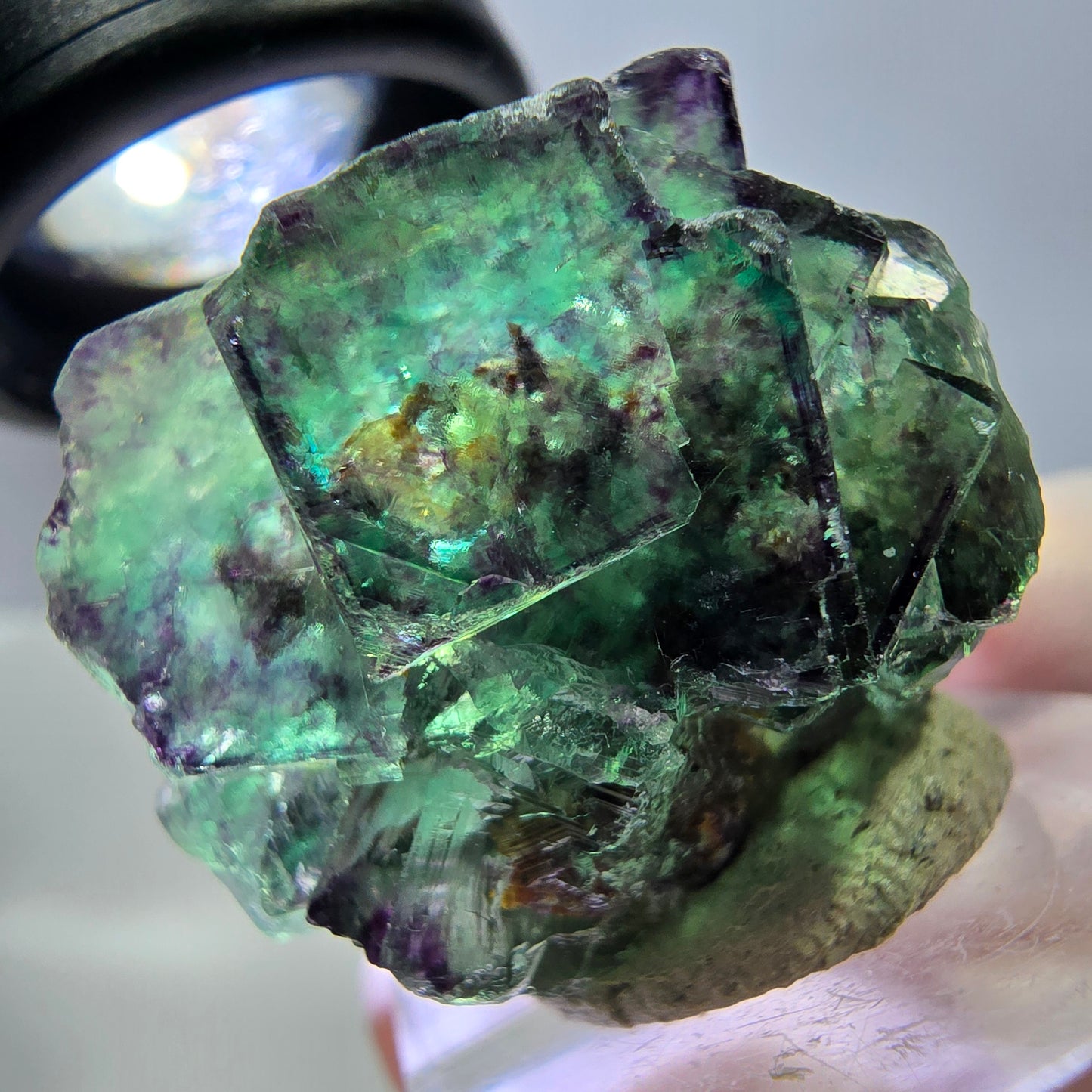 Phantom Fluorit Würfel Stufe, lila grün Okorusu, Namibia 30*28*18mm
