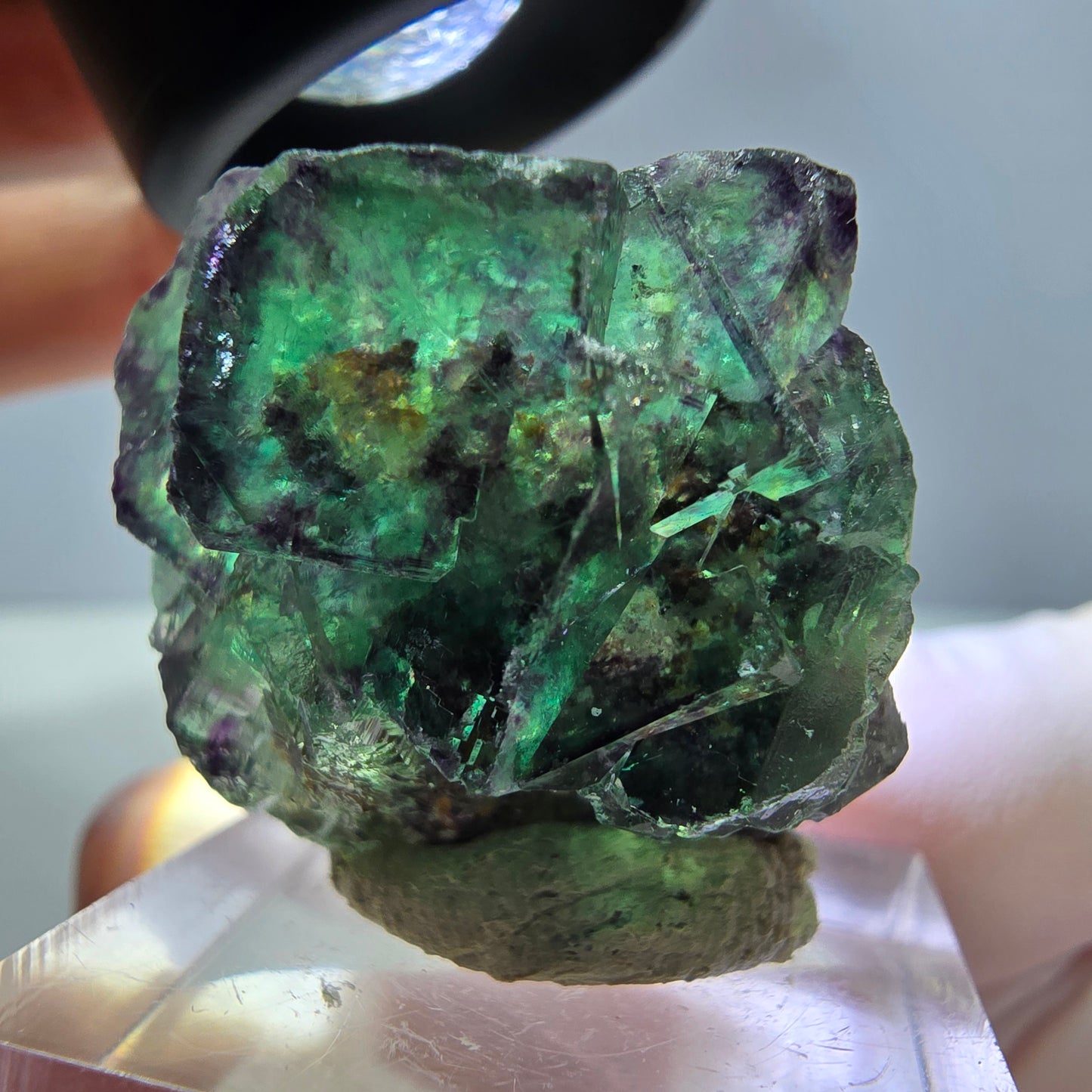 Phantom Fluorit Würfel Stufe, lila grün Okorusu, Namibia 30*28*18mm