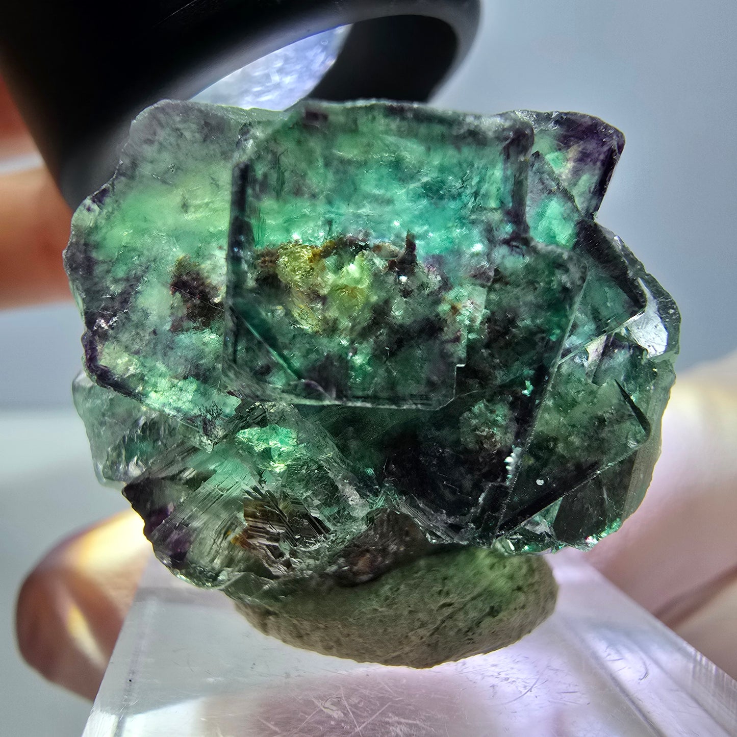 Phantom Fluorit Würfel Stufe, lila grün Okorusu, Namibia 30*28*18mm