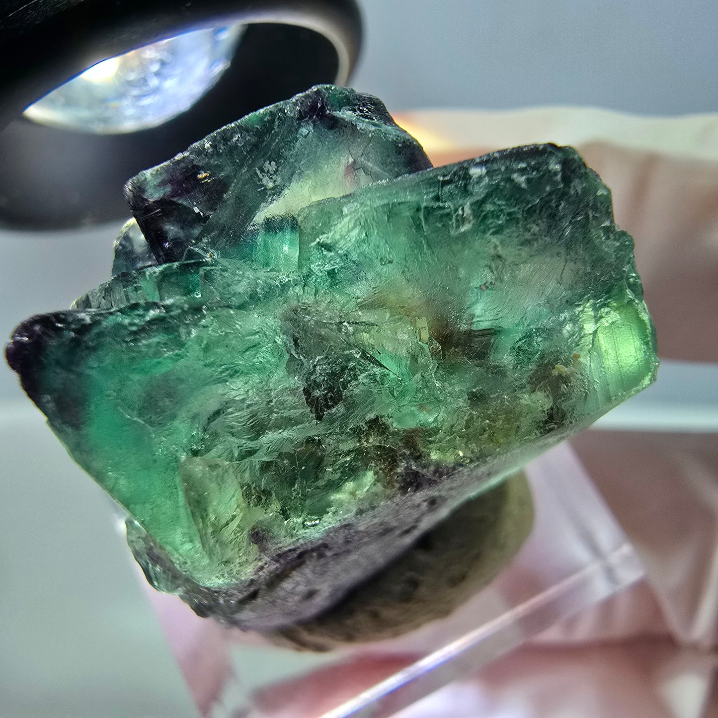Phantom Fluorit Würfel Stufe, lila grün Okorusu, Namibia 30*28*18mm