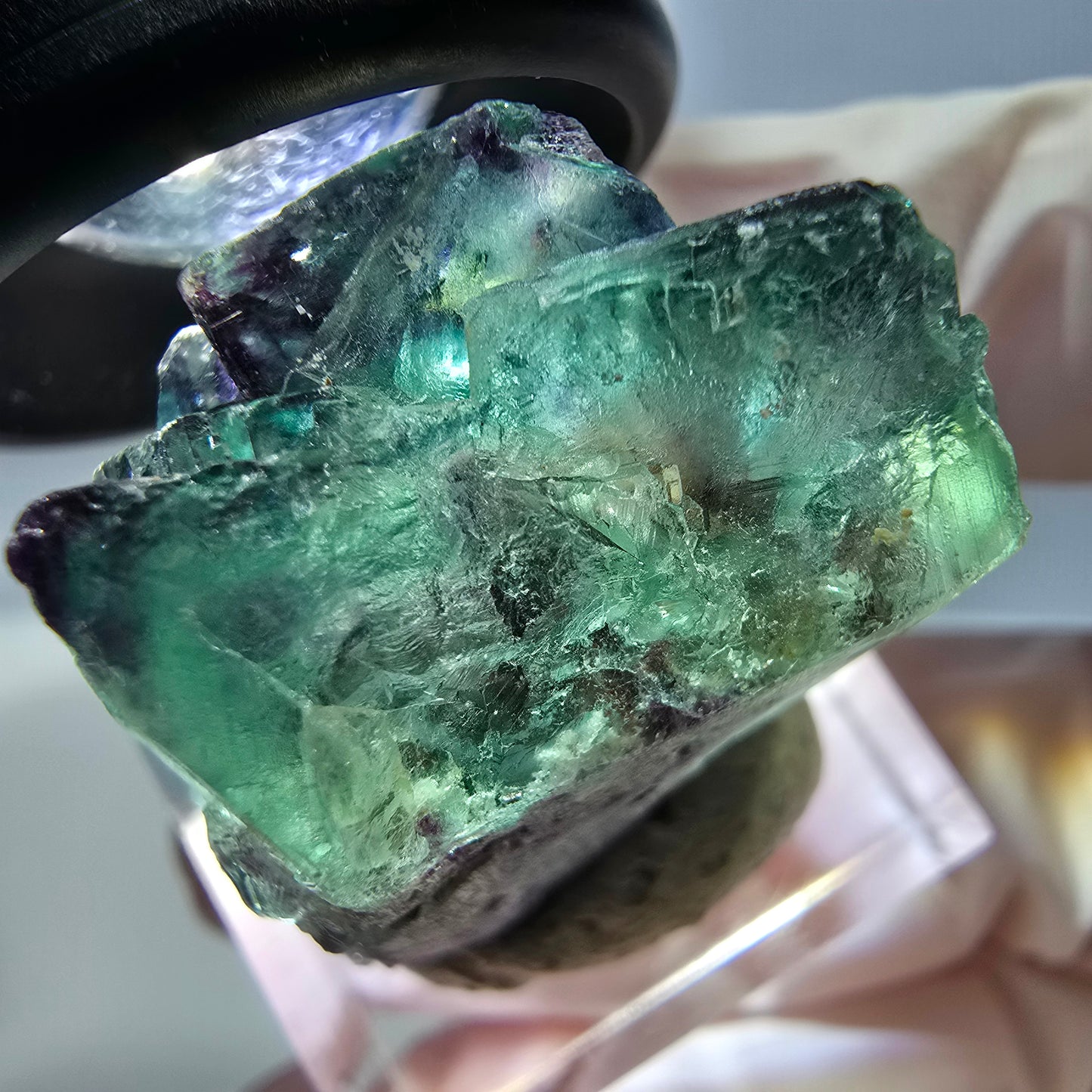 Phantom Fluorit Würfel Stufe, lila grün Okorusu, Namibia 30*28*18mm