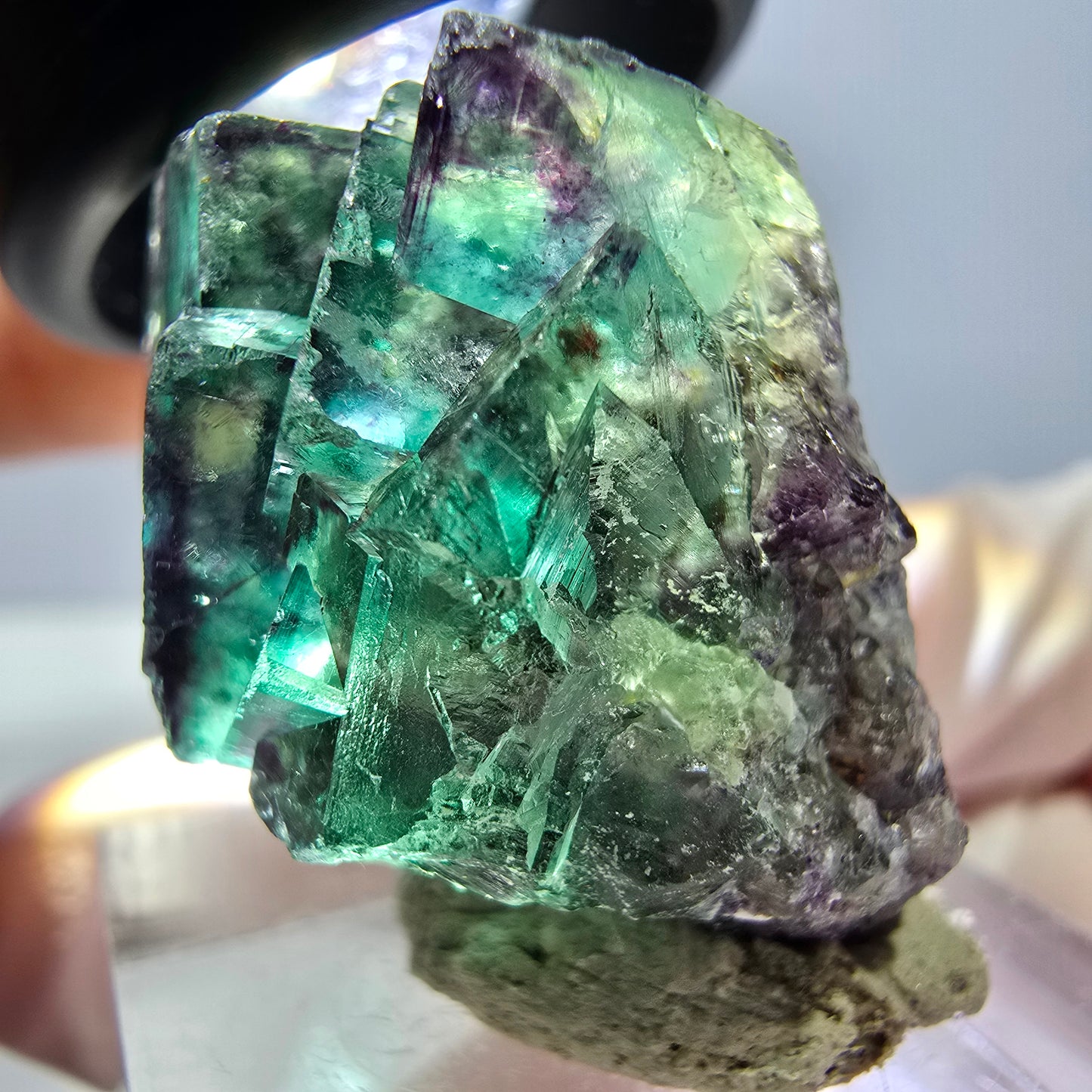 Phantom Fluorit Würfel Stufe, lila grün Okorusu, Namibia 30*28*18mm