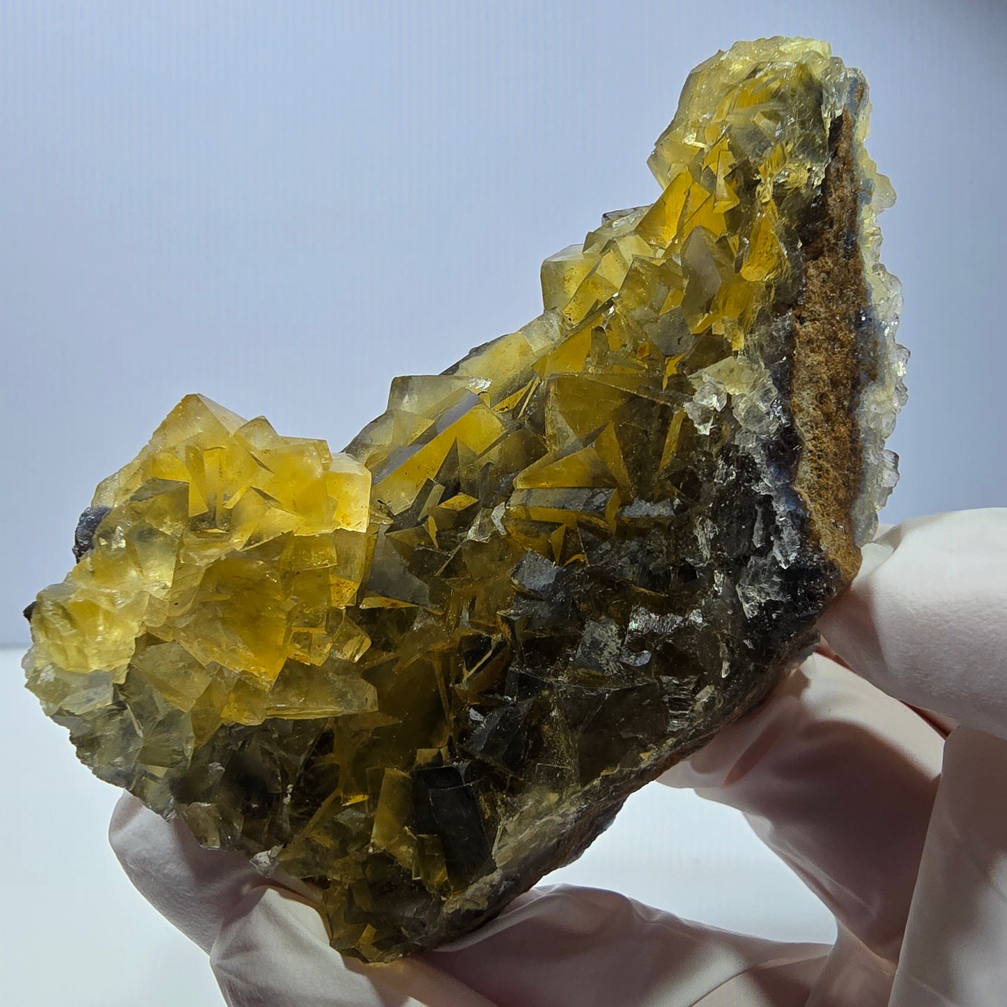 Phantom Fluorit Würfel Stufe, gelb grün Honey Pocket Mine, Okorusu, Namibia 88*66*32mm