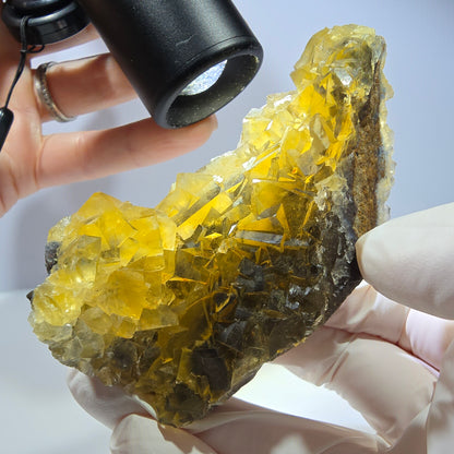 Phantom Fluorit Würfel Stufe, gelb grün Honey Pocket Mine, Okorusu, Namibia 88*66*32mm