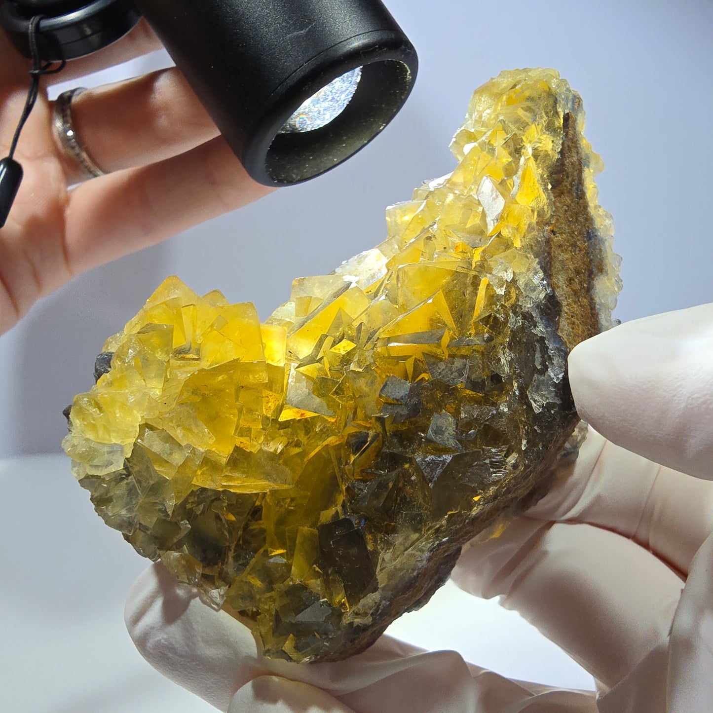 Phantom Fluorit Würfel Stufe, gelb grün Honey Pocket Mine, Okorusu, Namibia 88*66*32mm