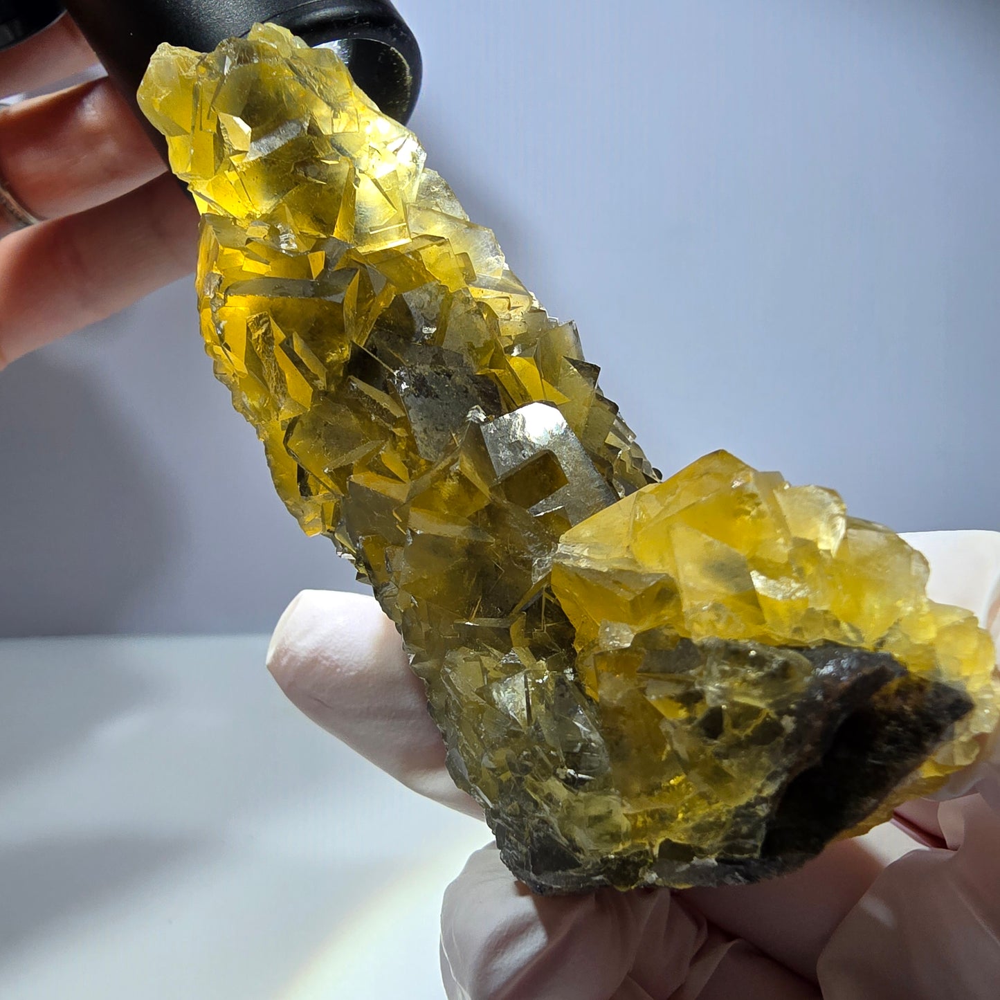 Phantom Fluorit Würfel Stufe, gelb grün Honey Pocket Mine, Okorusu, Namibia 88*66*32mm
