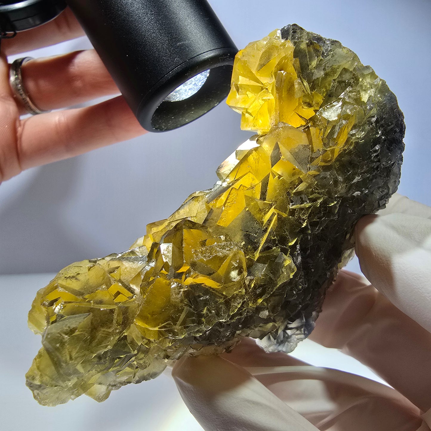 Phantom Fluorit Würfel Stufe, gelb grün Honey Pocket Mine, Okorusu, Namibia 88*66*32mm