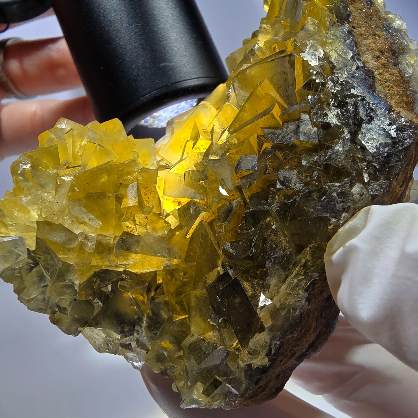 Phantom Fluorit Würfel Stufe, gelb grün Honey Pocket Mine, Okorusu, Namibia 88*66*32mm