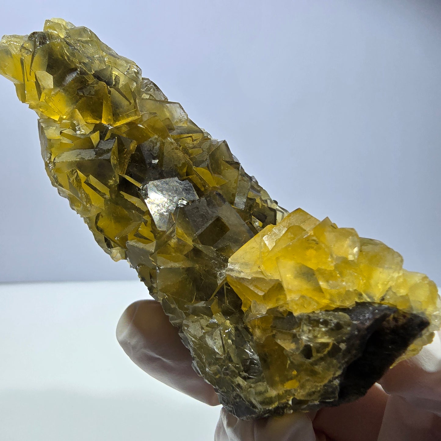 Phantom Fluorit Würfel Stufe, gelb grün Honey Pocket Mine, Okorusu, Namibia 88*66*32mm