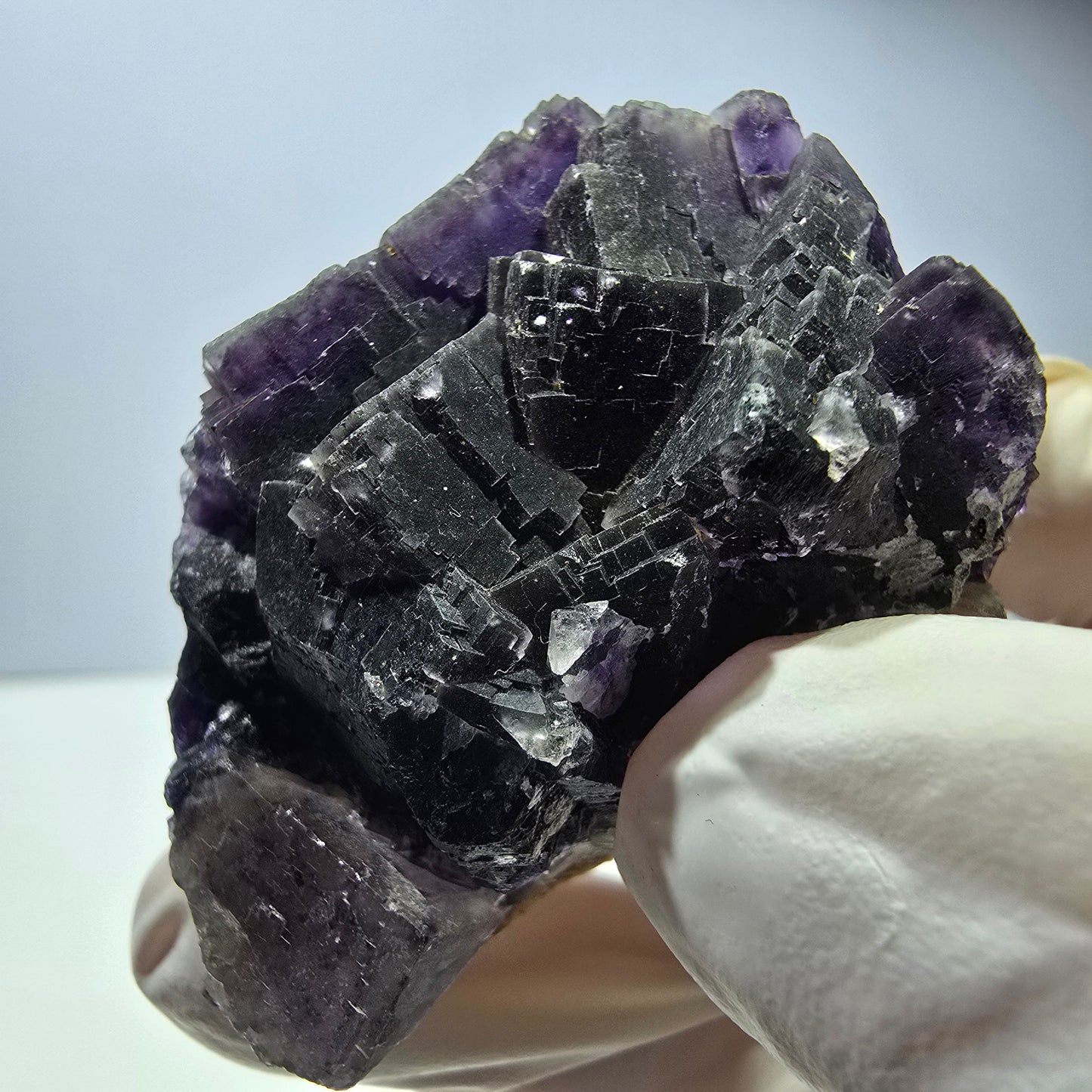 Phantom Fluorit Würfel Stufe, lila weiß Okorusu, Namibia 53*40*28mm