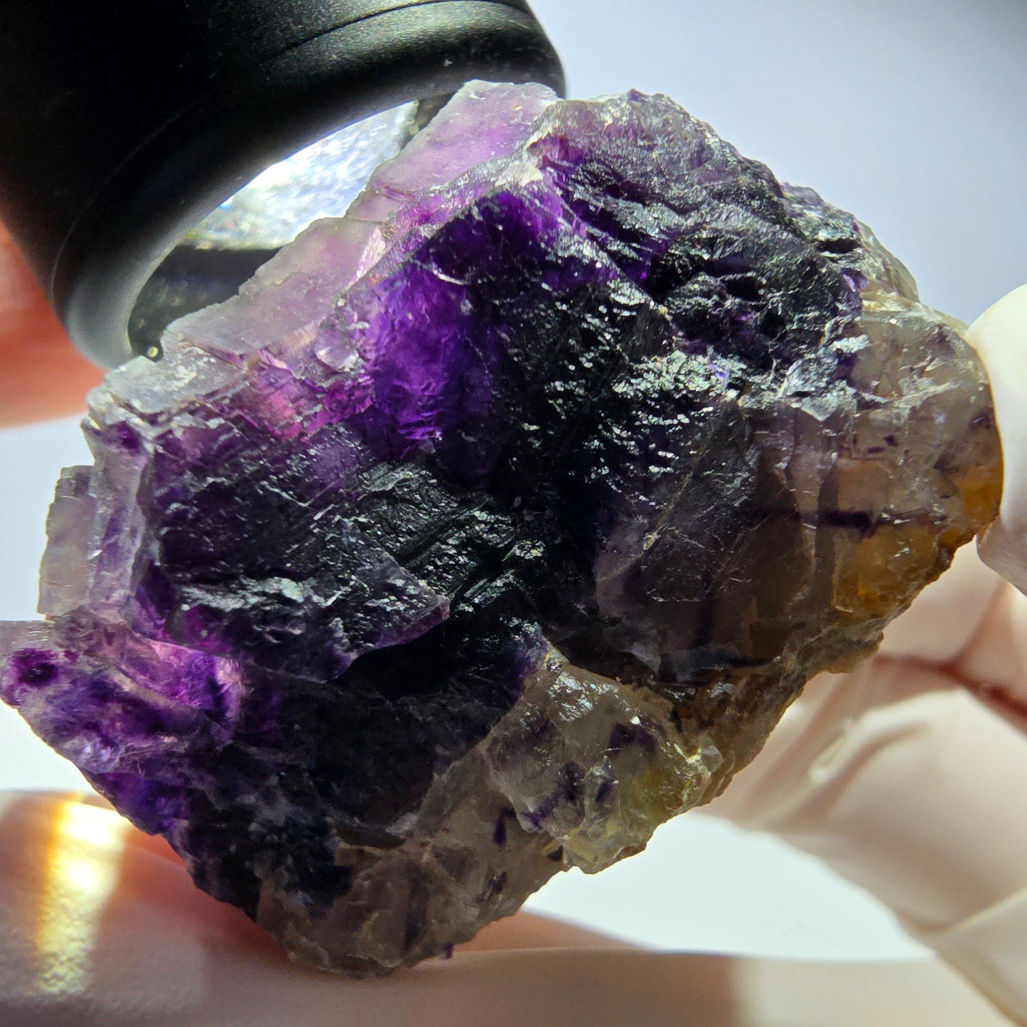 Phantom Fluorit Würfel Stufe, lila weiß Okorusu, Namibia 53*40*28mm