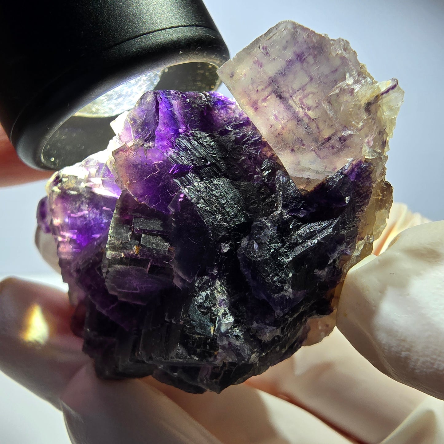 Phantom Fluorit Würfel Stufe, lila weiß Okorusu, Namibia 53*40*28mm