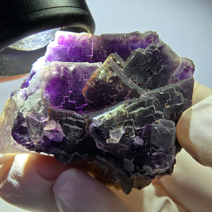 Phantom Fluorit Würfel Stufe, lila weiß Okorusu, Namibia 53*40*28mm