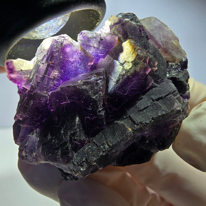 Phantom Fluorit Würfel Stufe, lila weiß Okorusu, Namibia 53*40*28mm