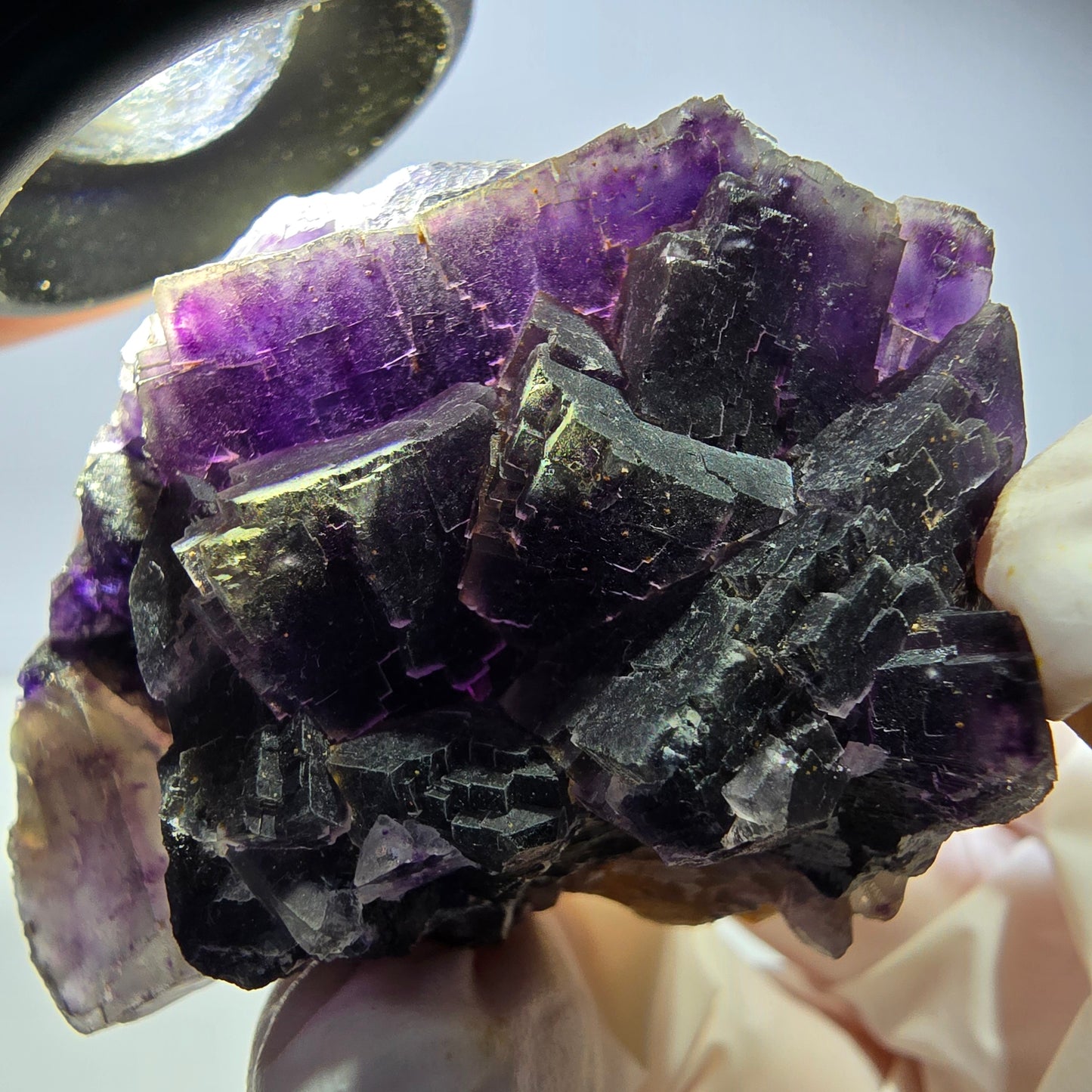 Phantom Fluorit Würfel Stufe, lila weiß Okorusu, Namibia 53*40*28mm