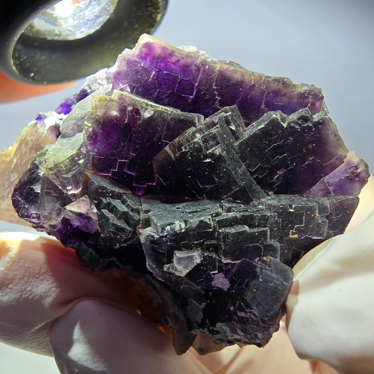 Phantom Fluorit Würfel Stufe, lila weiß Okorusu, Namibia 53*40*28mm