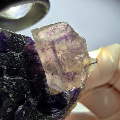 Phantom Fluorit Würfel Stufe, lila weiß Okorusu, Namibia 53*40*28mm