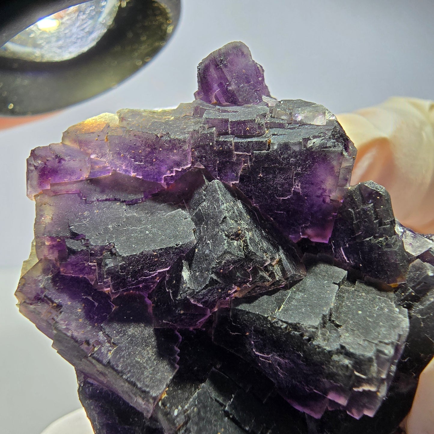 Phantom Fluorit Würfel Stufe, lila weiß Okorusu, Namibia 53*40*28mm