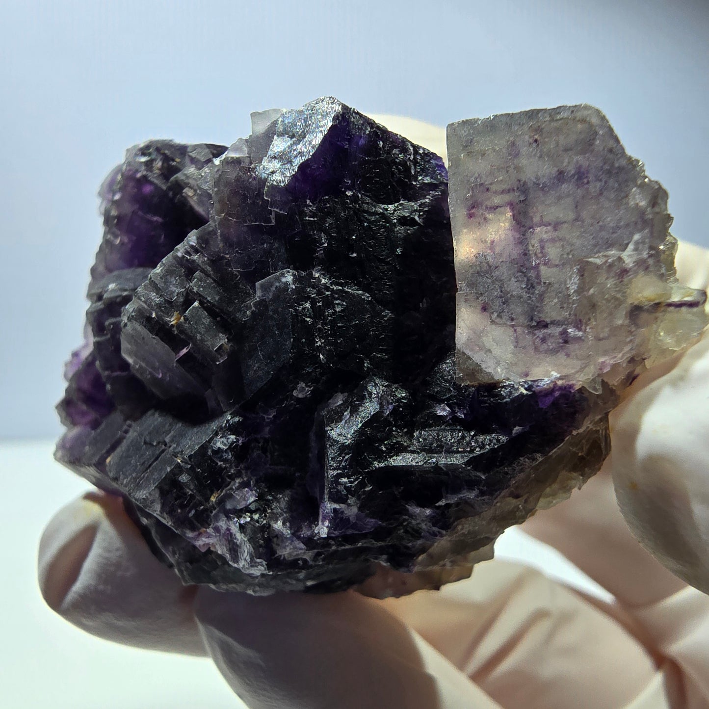Phantom Fluorit Würfel Stufe, lila weiß Okorusu, Namibia 53*40*28mm