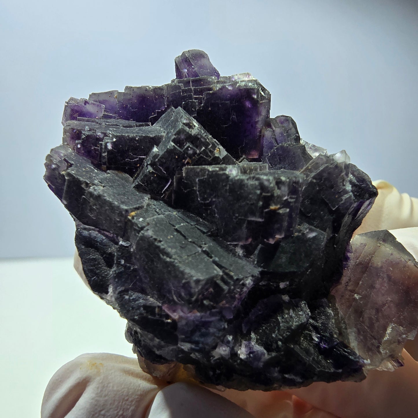 Phantom Fluorit Würfel Stufe, lila weiß Okorusu, Namibia 53*40*28mm