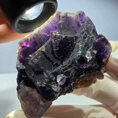 Phantom Fluorit Würfel Stufe, lila weiß Okorusu, Namibia 53*40*28mm
